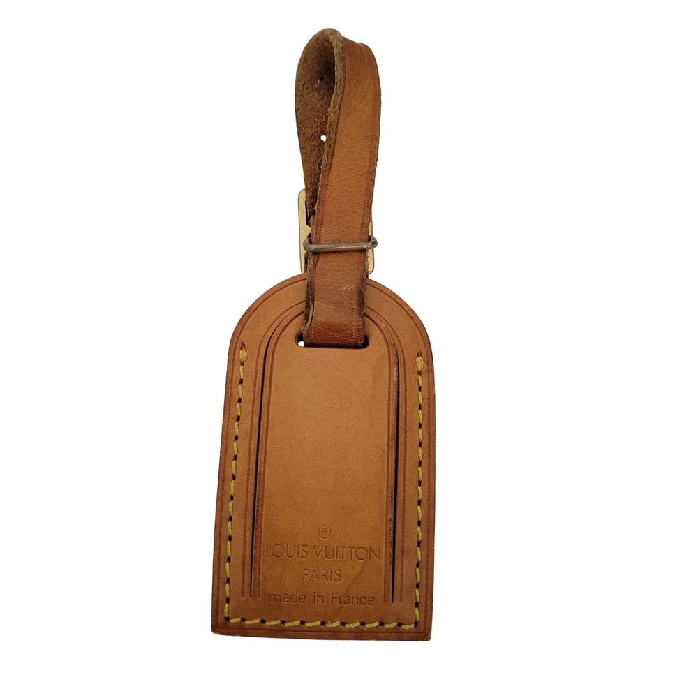 Louis Vuitton Vachetta Leather Luggage Tag Tan Brown Travel Accessory France